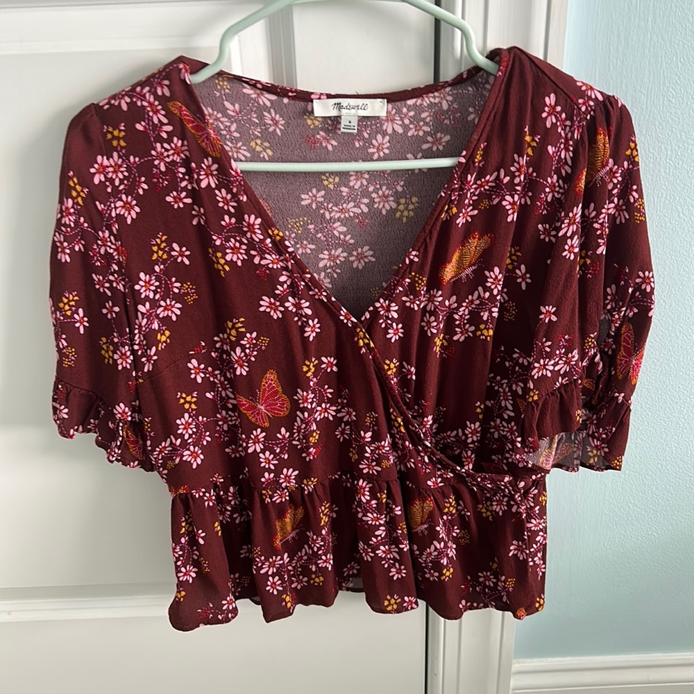 Red Floral Blouse